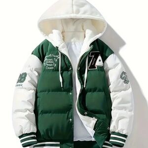 Mens puffer coat-casual men zip-up Jacket with pockets